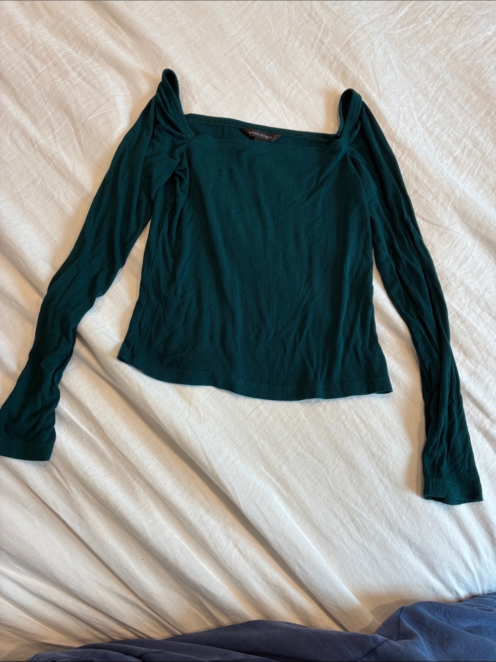 Long Sleeve Square Neck Top - Dark Teal